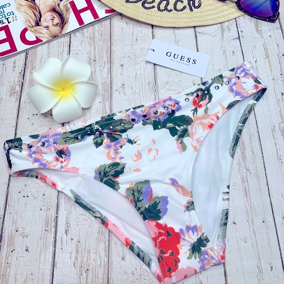 Women’s Guess Floral Bikini Bottom Medium, New - Picture 2 of 14